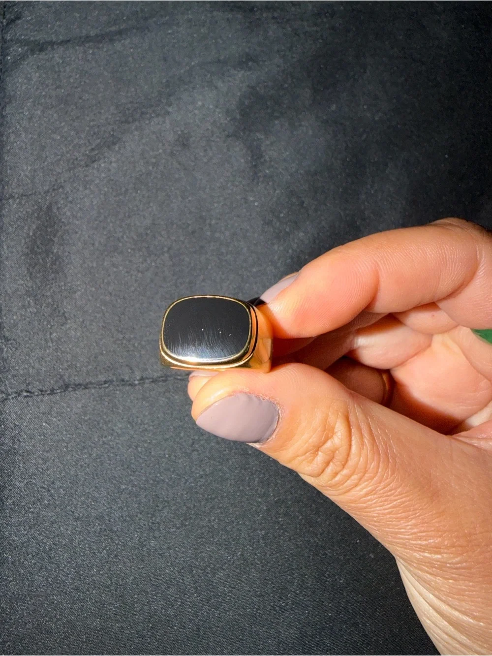 Avaria Gold Signet Ring with Black Onyx